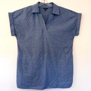 Banana Republic 100% Cotton Chambray Tunic Dress Pockets Collar Plus Size XXL